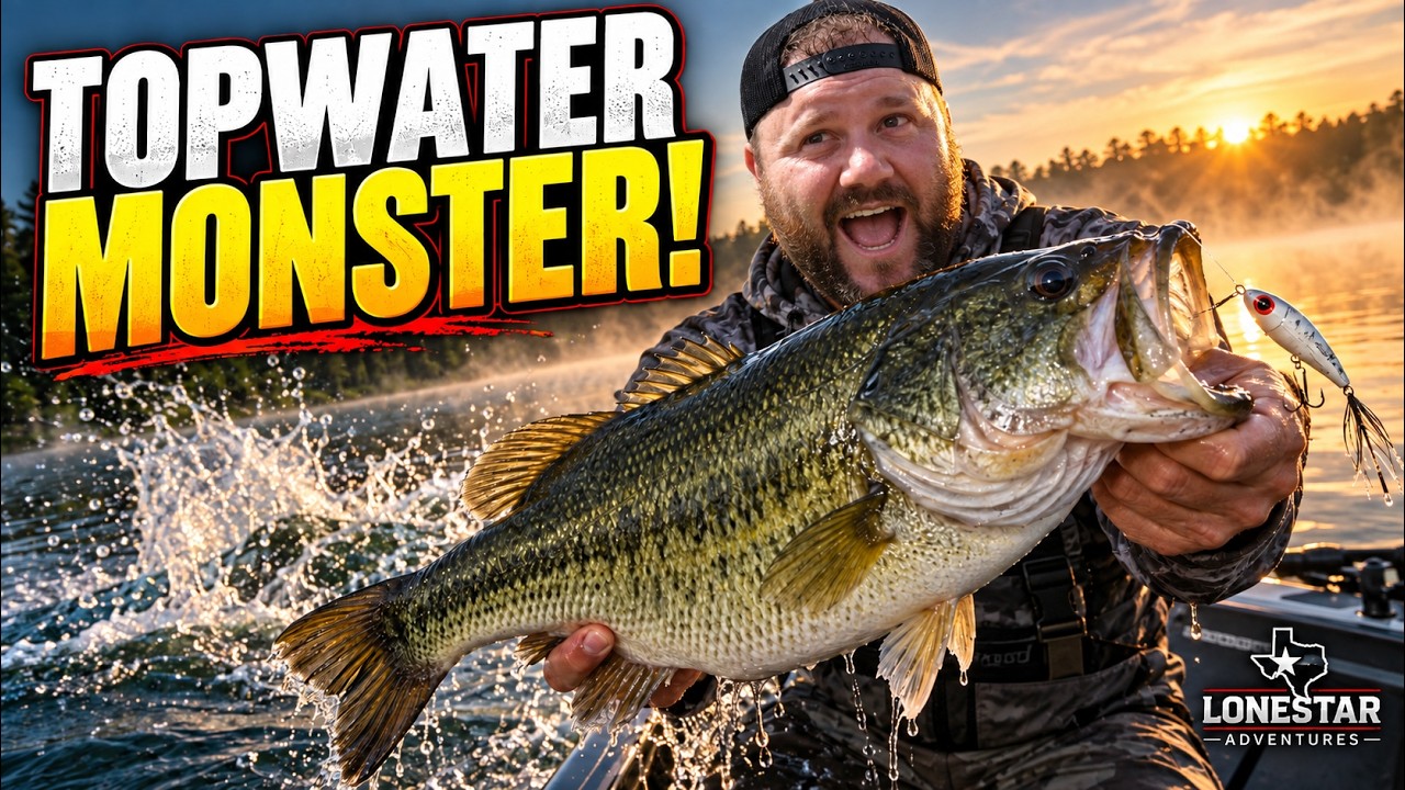 TOPWATER EXPLOSION! Giant Bass CRUSHES My Bait!