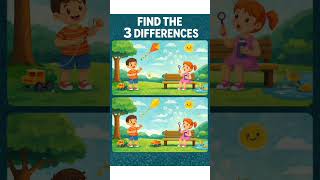 Spot The 3 Differences Park Puzzle For Kids Easy Brain Game Shorts