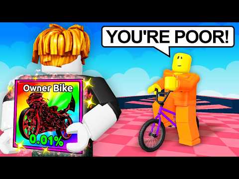 I Pretended to be a NOOB, Then used a 0.01% OWNER BIKE (Roblox Bike Obby)