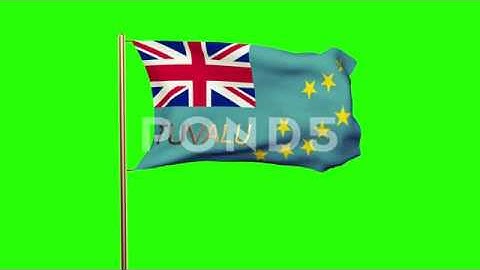 Tuvalu Flag With Title Waving In The Wind. Looping Sun Rises Style. Animation