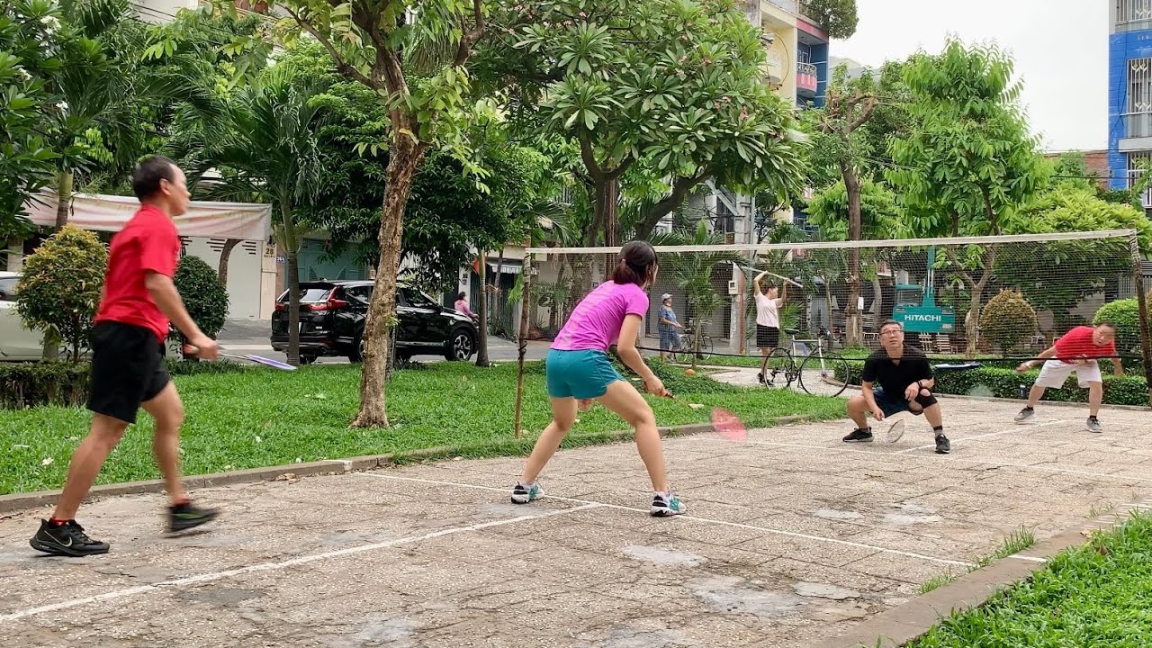 Mixed doubles vs men’s doubles | outdoor badminton 28 May 2024 | no ...