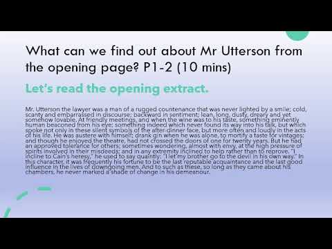 ভিডিও: কিভাবে মিস্টার Utterson অধ্যায় 1 উপস্থাপন করা হয়?