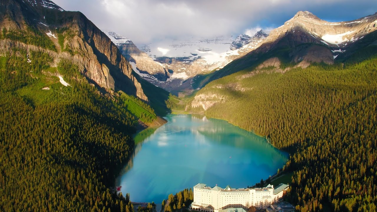 Above the Rocky Mountains   Banff in 4K Nature Relaxation Ambient Aerial Film  Music for Healing