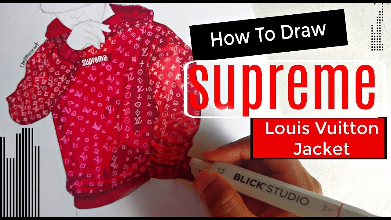 HOW TO DRAW LOUIS VUITTON X SUPREME ! (EXACT RED) 