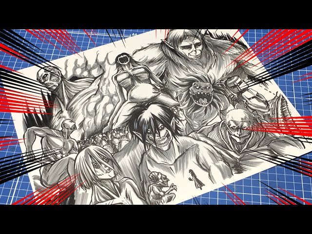 9つの巨人 を描いてみた 進撃の巨人 一発描き How To Draw Nine Titans From Attack On Titan Youtube