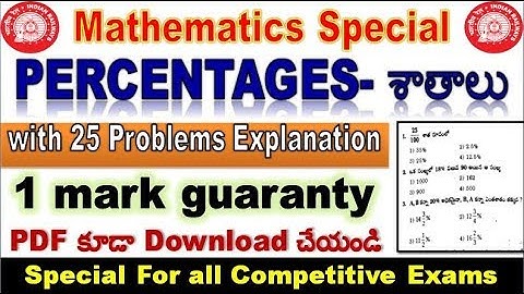 PERCENTAGES Class || MATHEMATICS Special ||with 25 Model Qns for all Maths Aspirants by SRINIVASMech