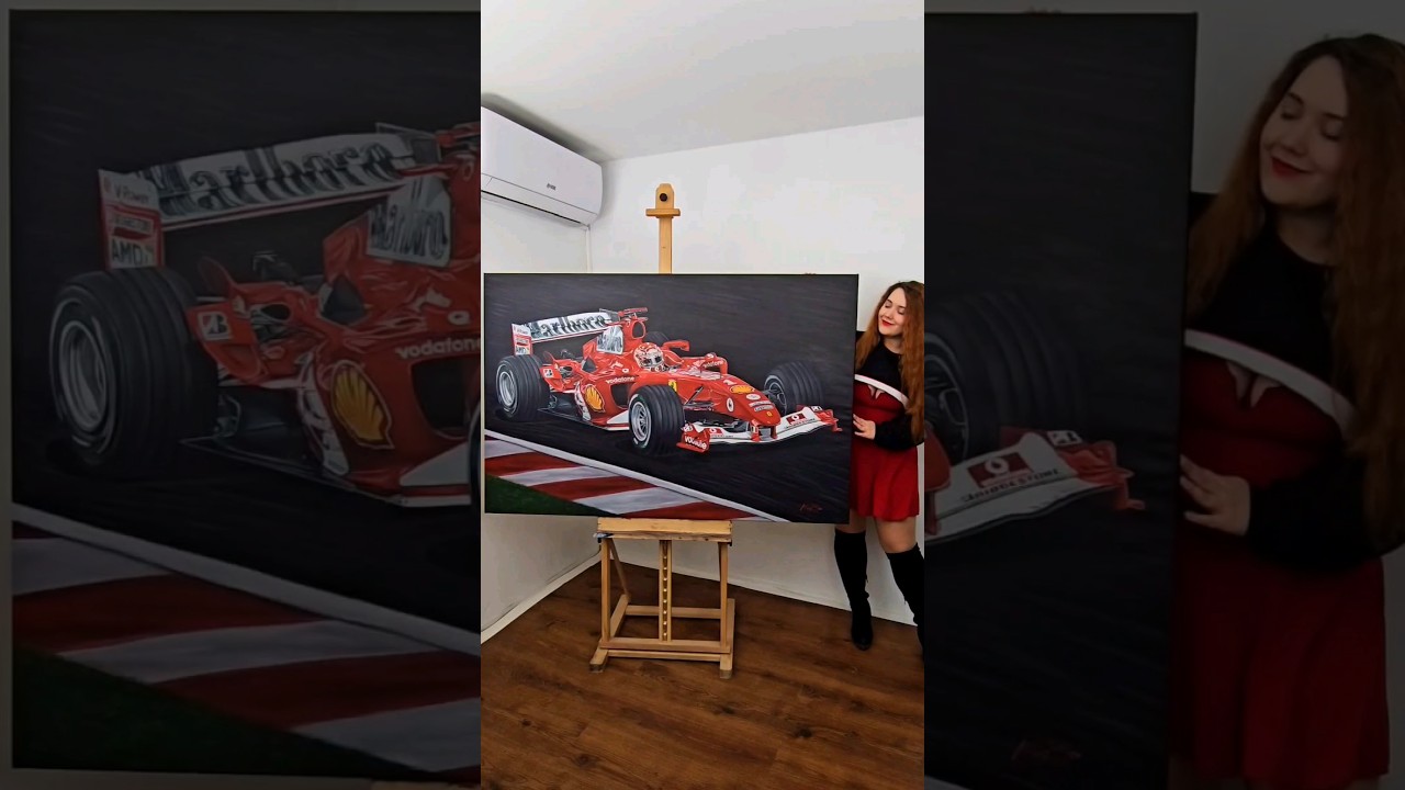 M Schumacher F1 F2004 Painting Limited Edition Canvas Print 
