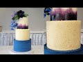 Painted buttercream cake achieving deep buttercream color with minimal food color  edible gliiter