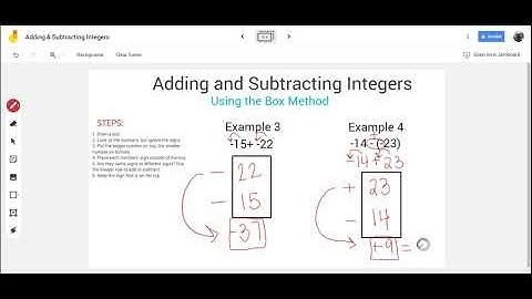 Adding & Subtracting Integers-Box Method