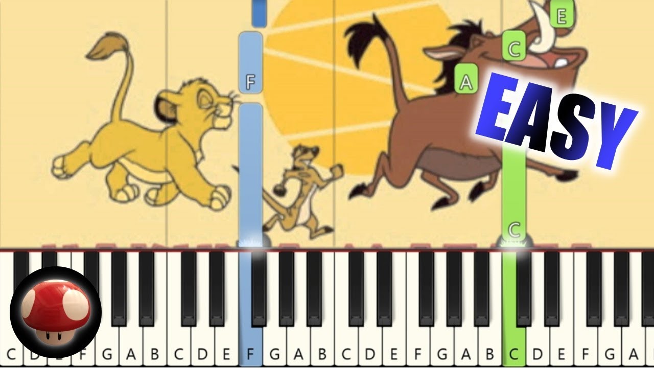 Hakuna Matata The Lion King Easy Piano Tutorial Synthesia ライオンキング ピアノ簡単楽譜 ハクナマタタ Youtube