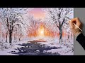 Acrylic Landscape Painting  - Winter Sunset / Art / Зимний пейзаж акрилом. Уроки рисования. Живопись