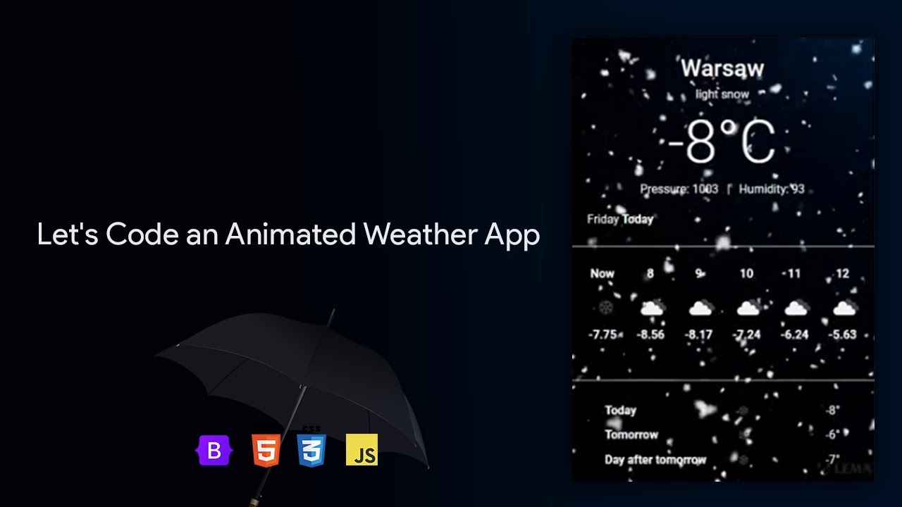 Build a working WEATHER APP using HTML, CSS, JS and free weather API -  YouTube