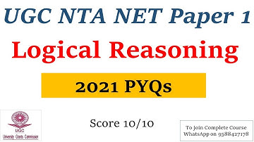 Logical Reasoning | PYQs of 2021 | UGC NTA Paper 1 2022
