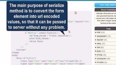 JQUERY Tutorial : jQuery serialize method