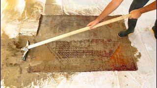 What kind of dirt is this?!😳 | relaxing | washing rug | ASMR | carpet cleaning satisfying