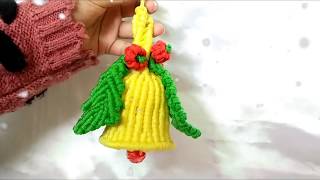 Macrame Xmas Bell /How To make Macrame Christmas bell decoration idea