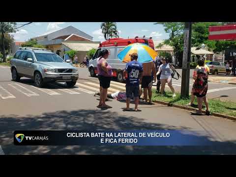 Ciclista bate na lateral de veículo e fica ferido