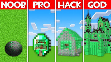 Minecraft Battle: EMERALD HOUSE BUILD CHALLENGE - NOOB vs PRO vs HACKER vs GOD in Minecraft!