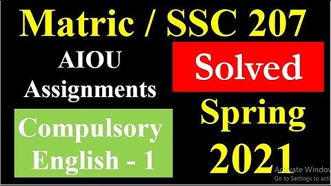 AIOU Solved Assignments | Spring 2021 | Compulsory English - 1 | Matric/SSC (207)