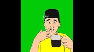 green screen orang merokok sambil minum kopi