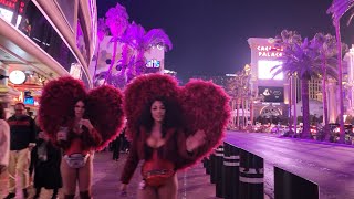 The Las Vegas Strip Walking Tour on 12/28/23 around 6pm in 4k.  Entertainers & clear skies