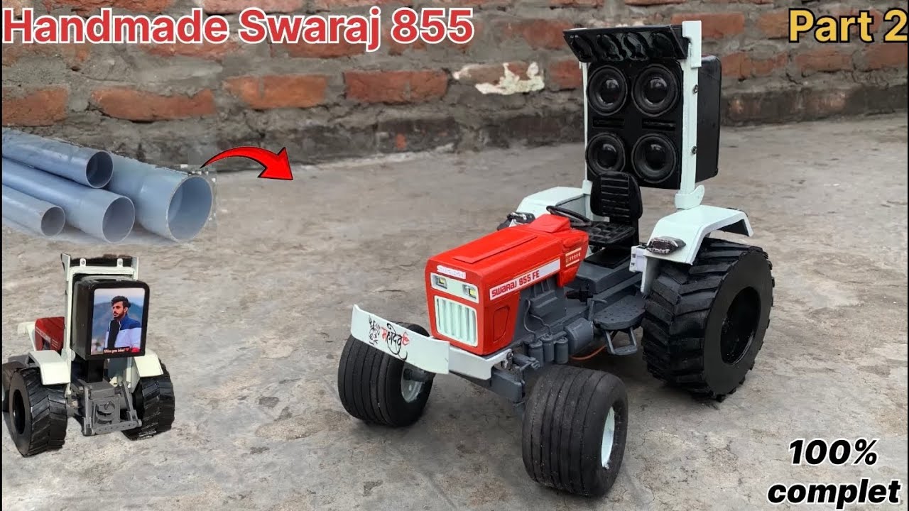 How to make Swaraj 855 tractor at home ,diy Swaraj 855 using pvc pipe with DC motor || (part-2)