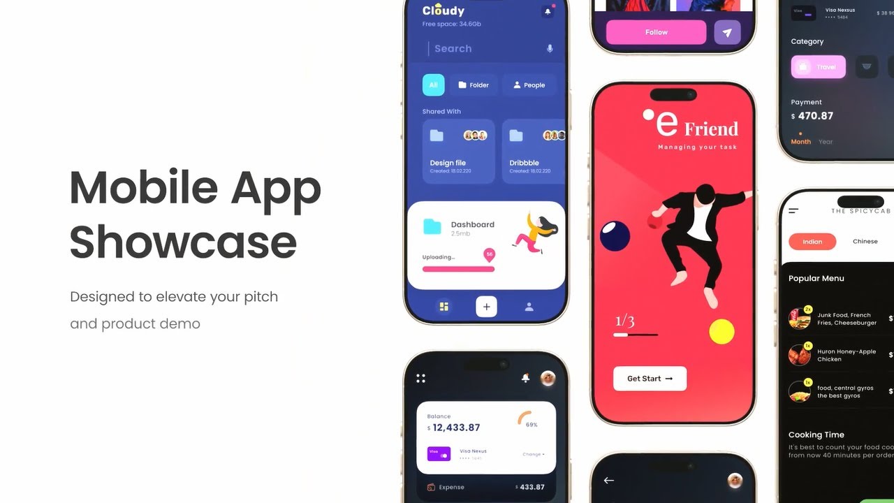 Phone Mockup Mobile App Showcase - After Effects Template - YouTube