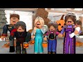 Family goes trick or treating frozen costume stole her candy  roblox bloxburg voice roleplay