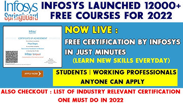 Infosys Launched 12000 Free Certification Courses in 2022 | List of Top 16 Certificates for Everyone