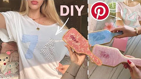 PINTEREST DIYs 🐚🍧 patchwork shirt, custom hairbrush, phone charm + sticker collage case! 𓆉°❀ thumbnail
