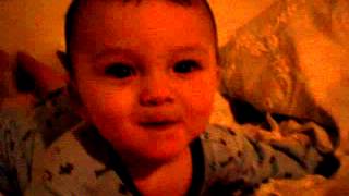 Grayson 6 months laughing at mama saying little baby