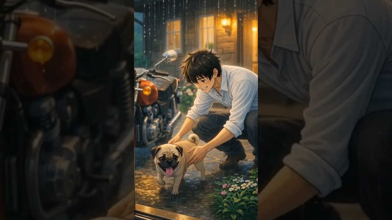 “Soft rain. Slow work. Loyal company.This is my kind of balance.” 🐾💻🌦️