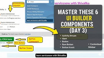 ServiceNow UI Builder | Day 3 | Exploring 6 common Components | Activity Stream, Alert, Buttons
