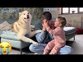 Husky Puppies &amp; Babies Hilarious Reaction To Dad Fake Crying Prank!😭💙. [BABY MIMICKS DAD!!!]