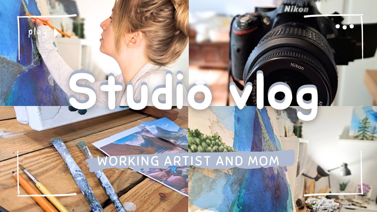 First studio vlog // *Realistic* day as an artist and stay at home mom ...