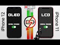 iPhone 12 (OLED) vs. iPhone 11 (LCD) Dark Mode Battery Test