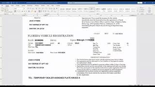 USA Florida vehicle registration template in Word and PDF formats News