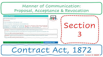 Section 3 Manner of Communication: Proposal, Acceptance & Revocation | Contract Act, 1872 (BL024)
