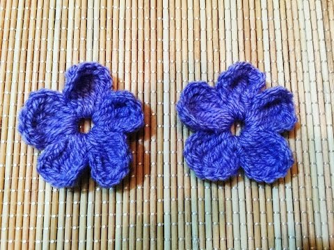 Easy Crochet Flower - ถักดอกไม้โครเชต์ 5 กลีบแบบง่าย