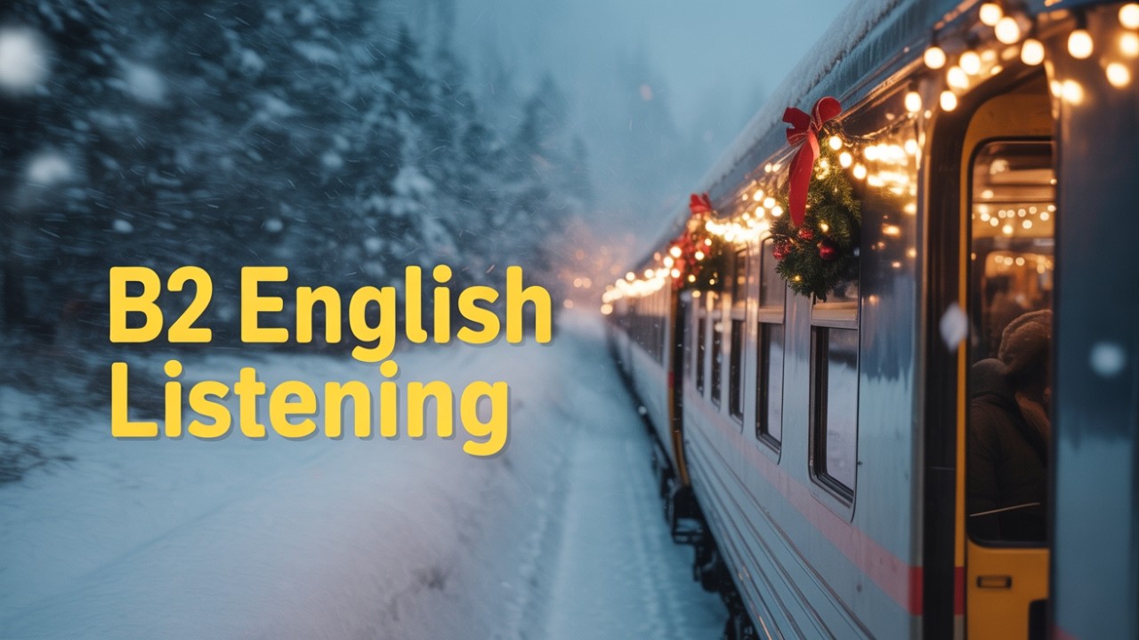 Easy B2 English Listening Practice Video - The Midnight Christmas Express.