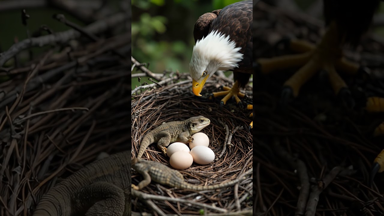 Eagle's Defense Guarding Eggs from Lizards Part 2