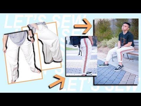 【2plan】Tape damage cutting wide slacks Deconstructing & Reconstructing Slacks (Side Stripe Pants