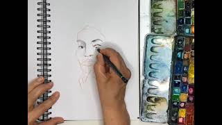 Ulrike Selders: Portrait sketch \/ Sketch a face \/ Learn to draw \/ Zeichnen lernen \/