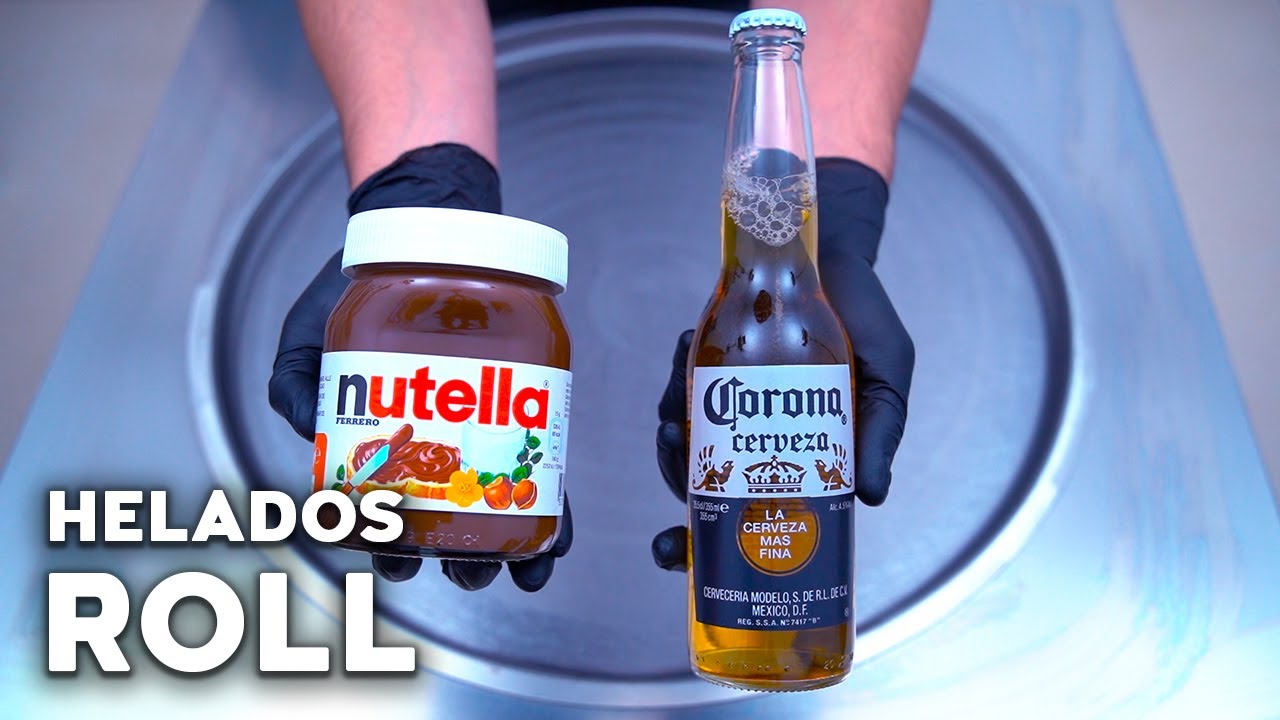 Helado de Cerveza Corona & Nutella | Helado a la Plancha | Helado en Rollo  | Helados Roll - YouTube