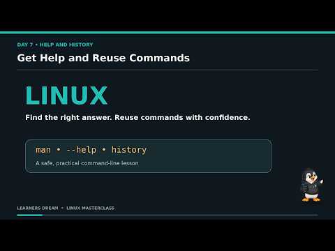 Linux Day 7: Help and Command History | man, --help & Tab Completion