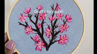How I stitched this beautiful Magnolia branch, Spring hand embroidery | Thread painting, slow stitch