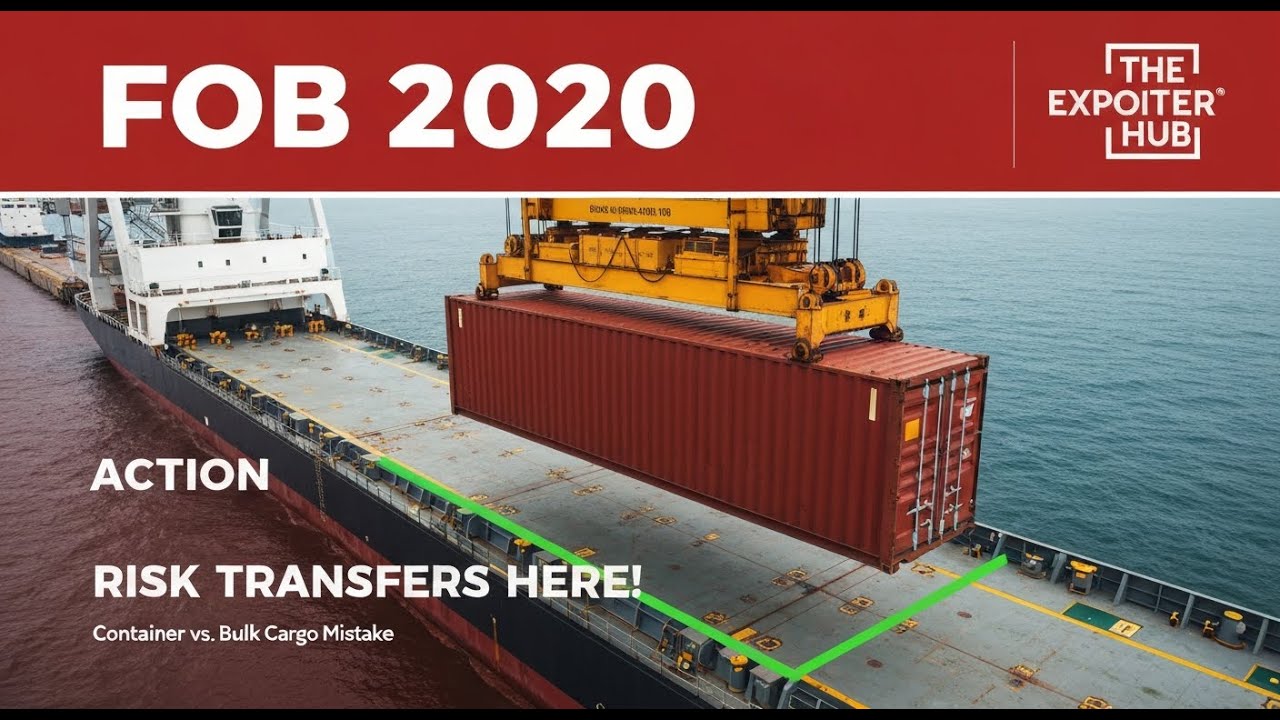 FOB Incoterm 2020 Explained : Free On Board | Risk Transfers ON THE SHIP!