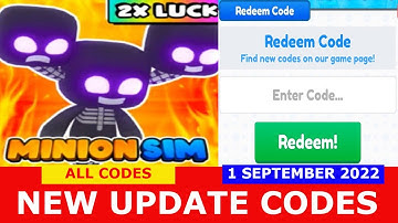 NEW UPDATE CODES [🍀2X EVENT] ALL CODES! Minion Simulator ROBLOX | 1 SEPTEMBER 2022