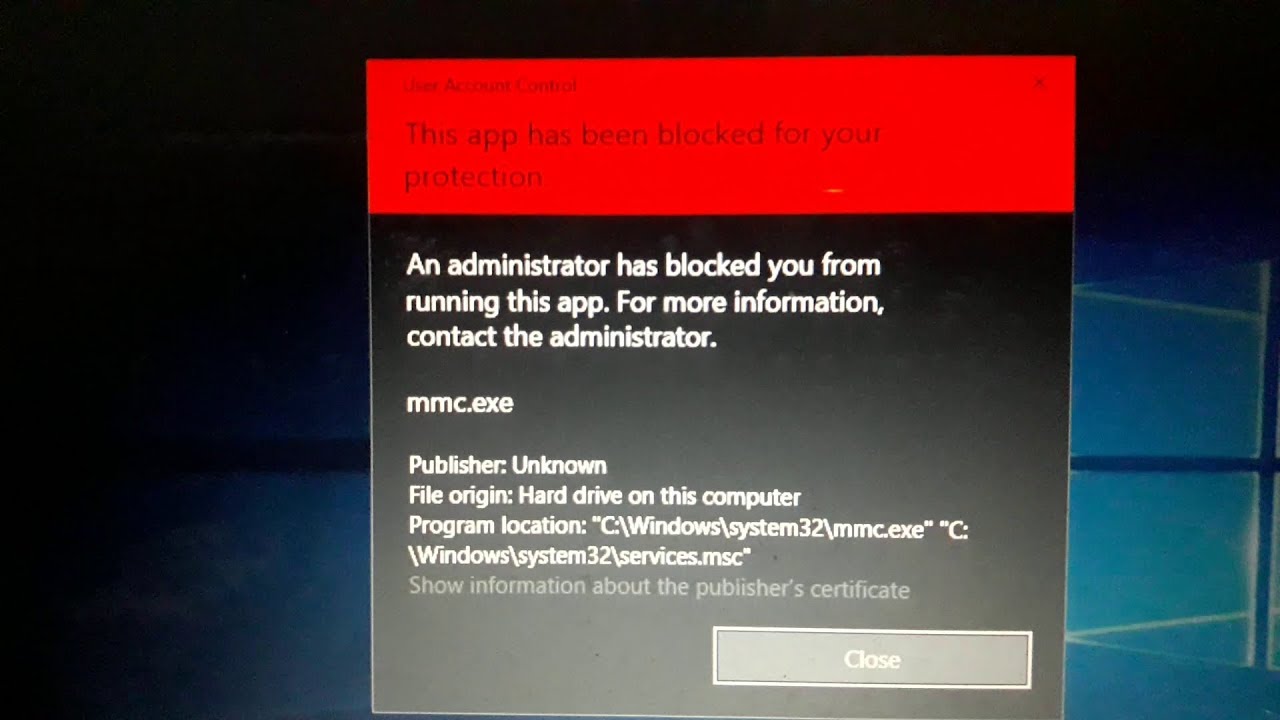 Fix Application Blocked By Administrator Windows Device Computer Management Services