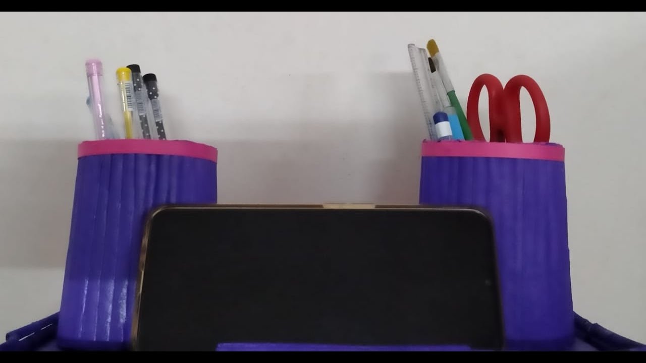 Beautiful pen box with paper and mobile stand ||very easy - YouTube